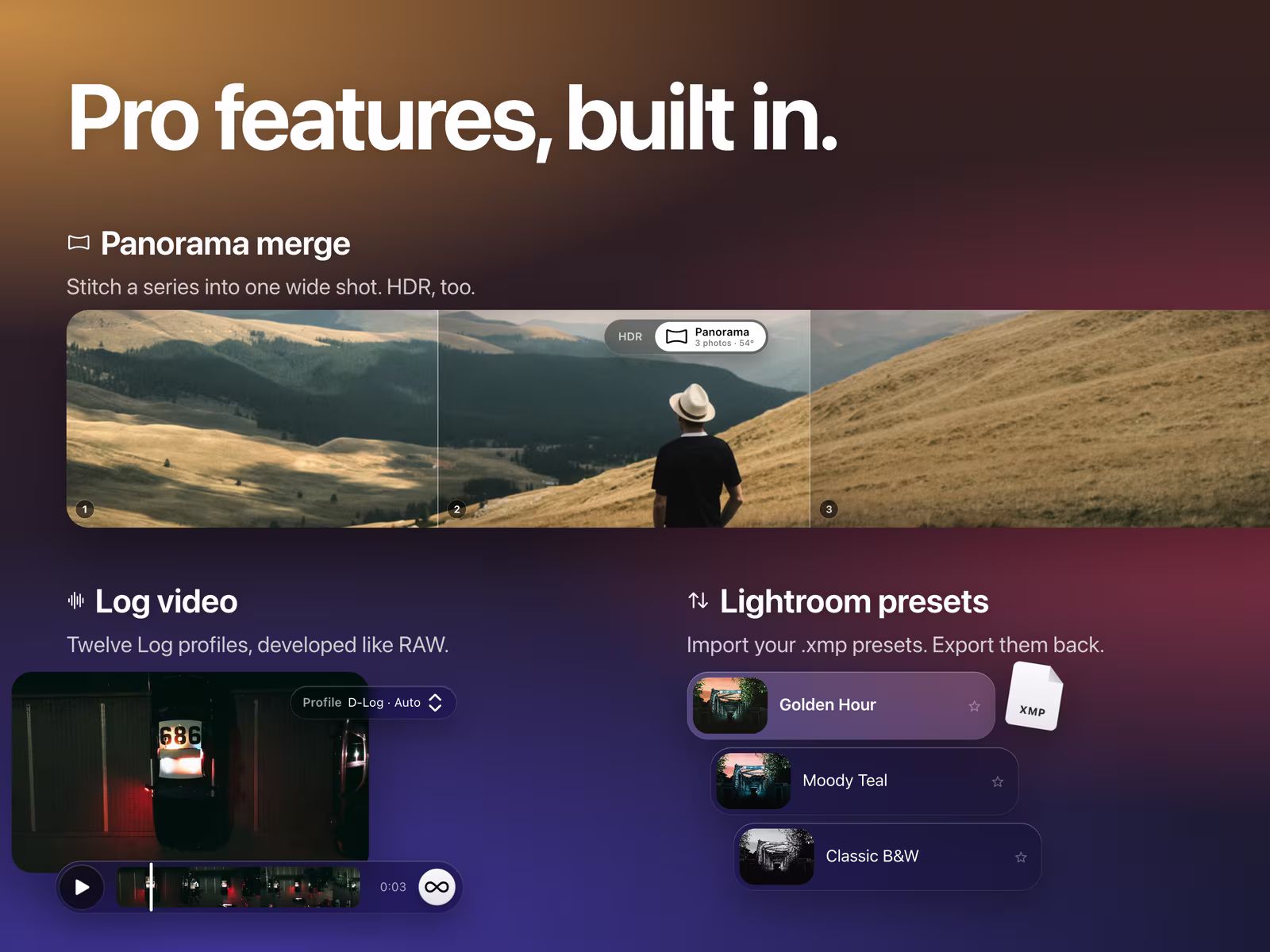 The same Log video card on iPad, with the clip’s filmstrip and play controls